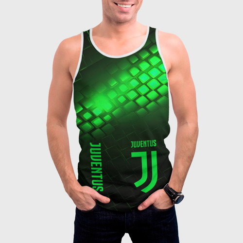 Мужская майка 3D Juventus green  logo neon, цвет 3D печать - фото 3