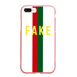 Чехол для iPhone 7Plus/8 Plus матовый Зелёная и красная полосы с надписью Fake