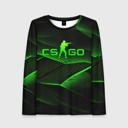 Женский лонгслив 3D CSGO green  abstract lines