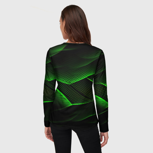 Женский лонгслив 3D CSGO green  abstract lines, цвет 3D печать - фото 4