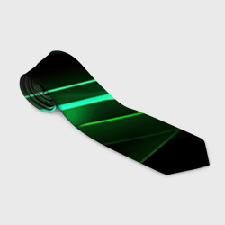 Галстук 3D Green lines  black backgrouns