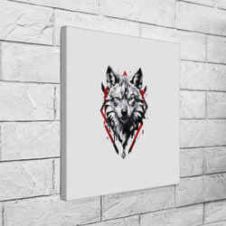 Холст квадратный Волк в геометрическом стиле с красными глазами - фото 2