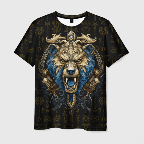 Мужская футболка 3D Языческий скандинавский медведь, цвет 3D печать