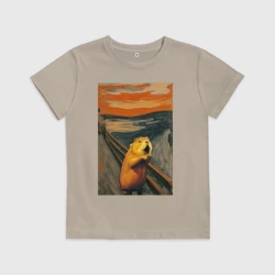 Детская футболка хлопок Капибара Крик - мем Эдвард Мунк