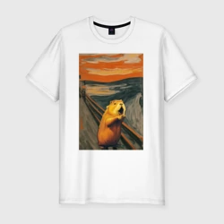 Мужская футболка хлопок Slim Капибара Крик - мем Эдвард Мунк