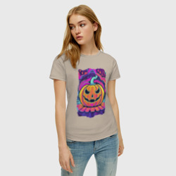 Женская футболка хлопок Тыква Хэллоуин - фото 2