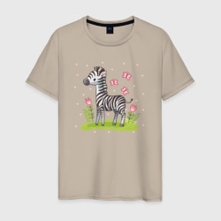 Зебра на лугу – Мужская футболка хлопок с принтом купить со скидкой в -20%