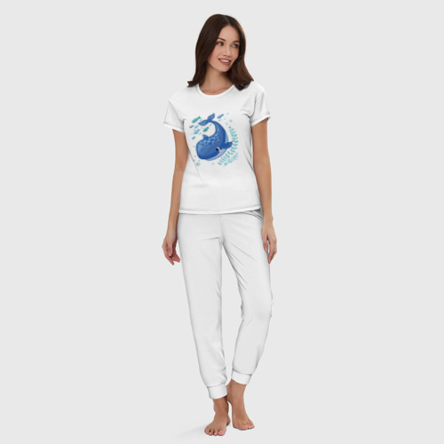 Женская пижама хлопок Blue whale, цвет белый - фото 5