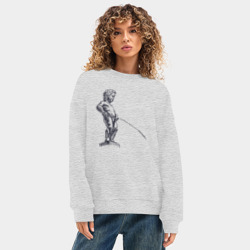 Женский свитшот oversize без начеса хлопок Писающий мальчик - фото 2