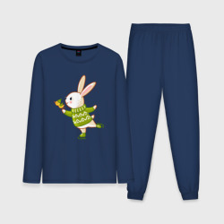 Мужская пижама с лонгсливом хлопок Кролик на катке