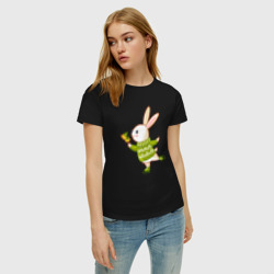 Женская футболка хлопок Кролик на катке - фото 2