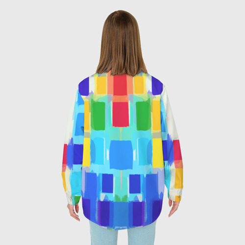 Женская рубашка oversize 3D Colorful strips - pop art - Vogue, цвет белый - фото 4