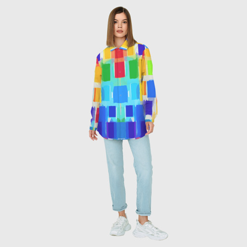 Женская рубашка oversize 3D Colorful strips - pop art - Vogue, цвет белый - фото 5