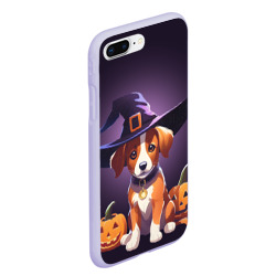Чехол для iPhone 7Plus/8 Plus матовый Песик и две тыквы на Хэллоуин - фото 2