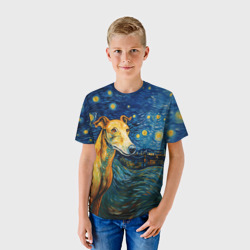 Детская футболка 3D Грейхаунд в стиле Ван Гога - фото 2
