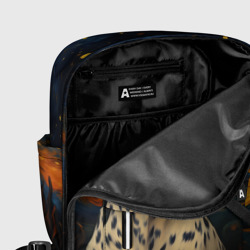 Рюкзак с принтом Далматин в стиле Ван Гога для женщины, вид на модели спереди №5. Цвет основы: белый