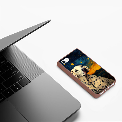 Чехол для iPhone 5/5S матовый Далматин в стиле Ван Гога, цвет коричневый - фото 5