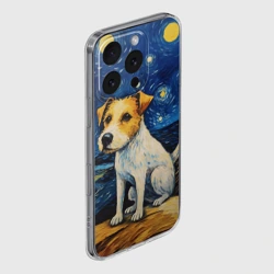 Чехол для iPhone 16 Pro Max силиконовый с защитой камеры Джек рассел терьер в стиле Ван Гога - фото 2