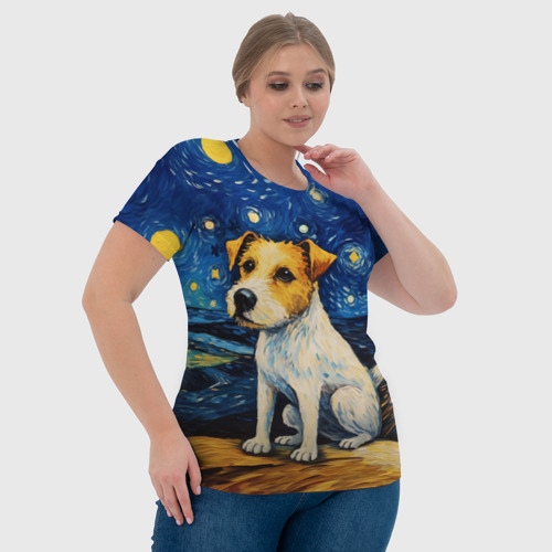 Женская футболка 3D с принтом Джек рассел терьер в стиле Ван Гога, фото #4