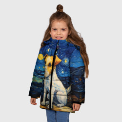 Зимняя куртка для девочек 3D Джек рассел терьер в стиле Ван Гога - фото 2