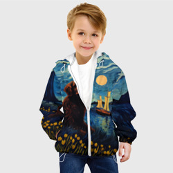 Детская куртка 3D Ньюфаундленд в стиле Ван Гога - фото 2