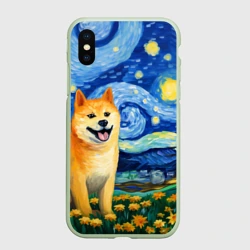 Чехол для iPhone XS Max матовый Сиба в стиле Ван Гога