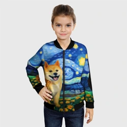 Детский бомбер 3D Сиба в стиле Ван Гога - фото 2