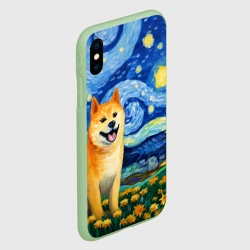 Чехол для iPhone XS Max матовый Сиба в стиле Ван Гога - фото 2