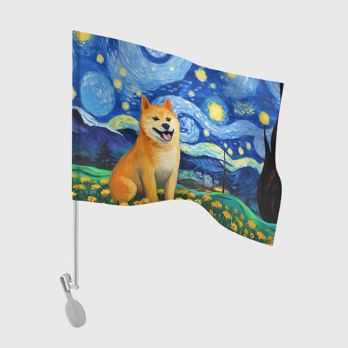 Флаг для автомобиля Сиба в стиле Ван Гога