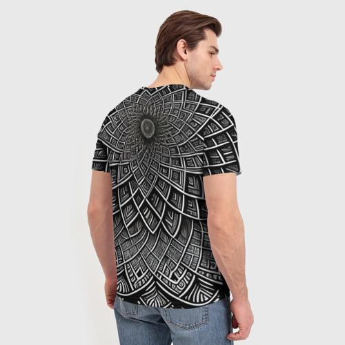Мужская футболка 3D с принтом Черная мандала, вид сзади #2