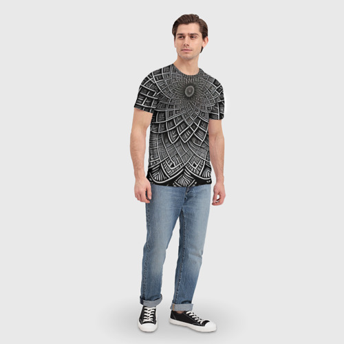 Мужская футболка 3D с принтом Черная мандала, вид сбоку #3