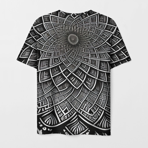 Мужская футболка 3D с принтом Черная мандала, вид сзади #1