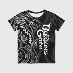 Детская футболка 3D Балдурс гейт 3 - черный дракон