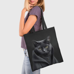 Шоппер 3D Чёрный кот в пальто - фото 2