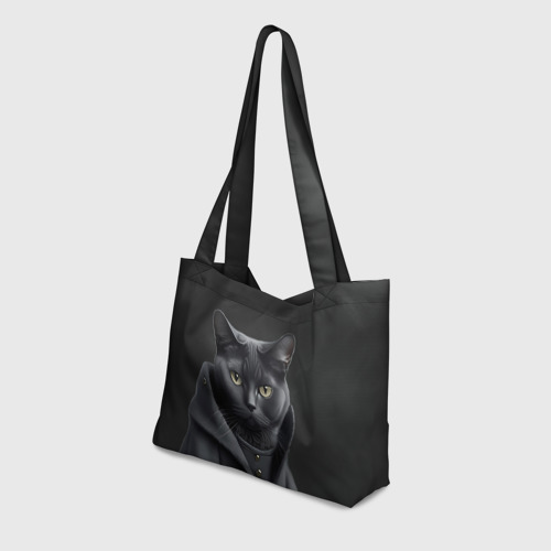 Пляжная сумка 3D Чёрный кот в пальто - фото 3