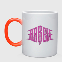Кружка хамелеон Барби - black metal logo