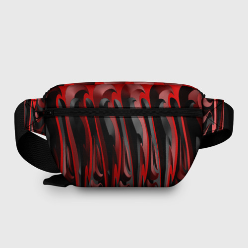 Поясная сумка 3D с принтом Пластик красно-черный, вид сзади #1