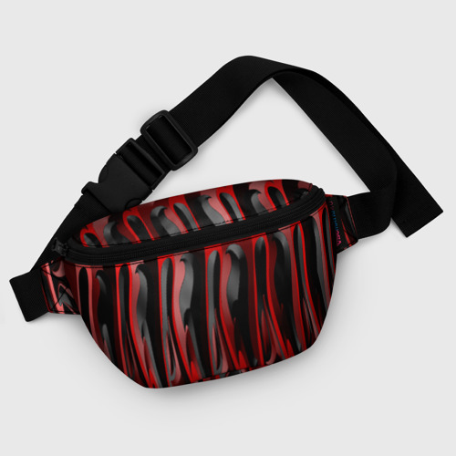 Поясная сумка 3D с принтом Пластик красно-черный, фото #5