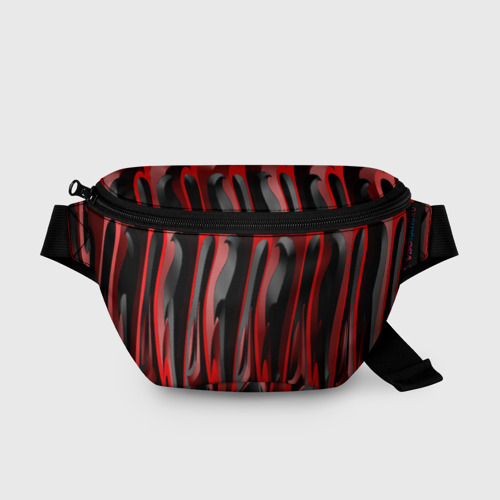 Поясная сумка 3D с принтом Пластик красно-черный, вид спереди #2