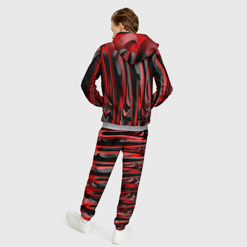 Мужской 3D костюм с принтом Пластик красно-черный, вид сзади #2