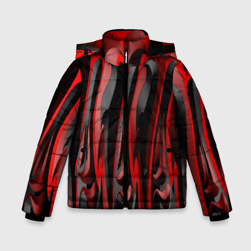 Зимняя куртка для мальчиков 3D с принтом Пластик красно-черный, вид спереди #2