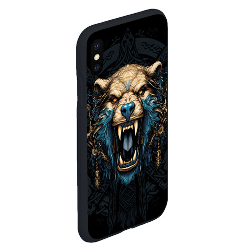 Чехол для iPhone XS Max матовый с принтом Скандинавский медведь, вид сбоку #3