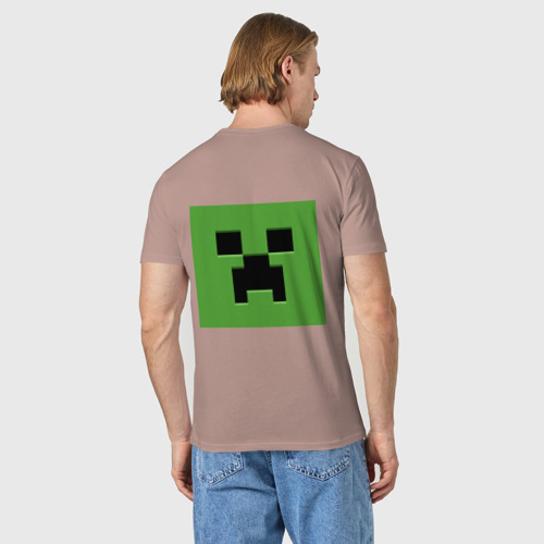 Мужская футболка хлопок Minecraft Creeper face, цвет пыльно-розовый - фото 4