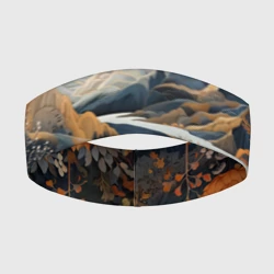 Повязка на голову 3D Солнечное утро в цветущих горах