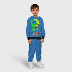Детский костюм с толстовкой 3D Леон из Бравл Старс синий - фото 2