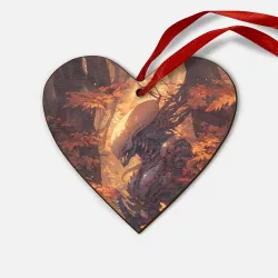 Деревянная игрушка Сердце Ксеноморф в осеннем лесу