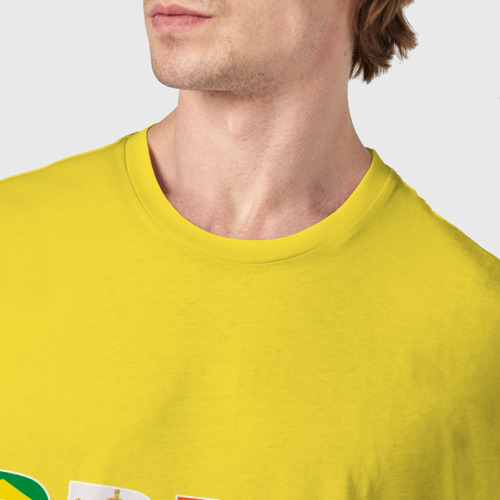 Мужская футболка хлопок Надпись: brics, цвет желтый - фото 6