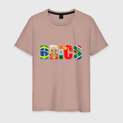 Надпись: brics – Мужская футболка хлопок с принтом купить со скидкой в -20%