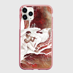 Чехол для iPhone 11 Pro Max матовый Слепой флейтист и белый грифон