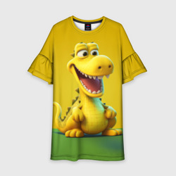 Детское платье 3D Жёлтый крокодил